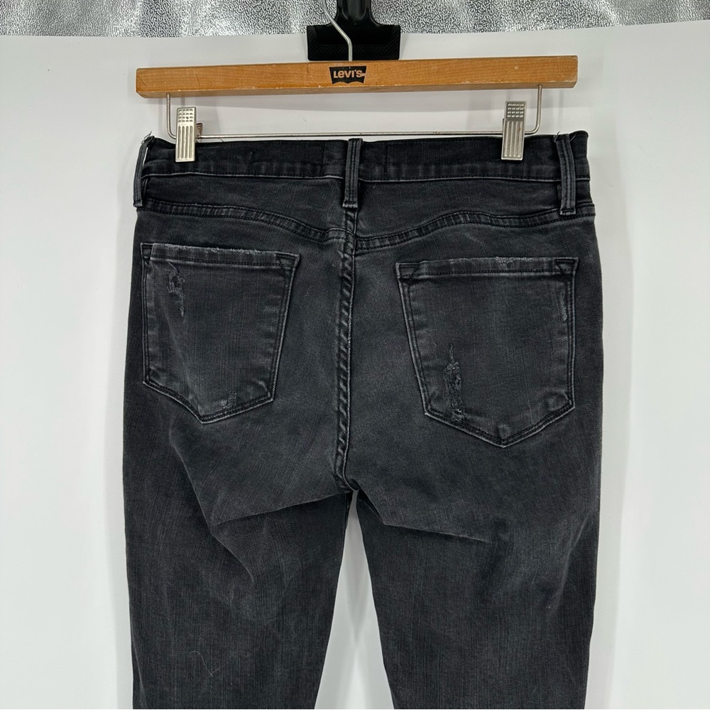 Frame Le Skinny De Jeanne Black Distressed Raw Hem Skinny Jeans Sz 28 - Picture 5 of 7